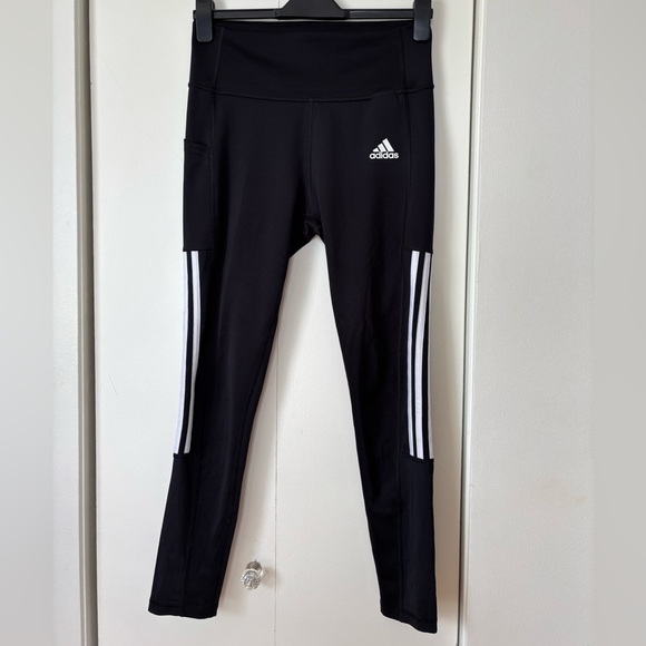 ✨ Adidas 3-Stripes Black Leggings - Size M - Picture 1 of 3